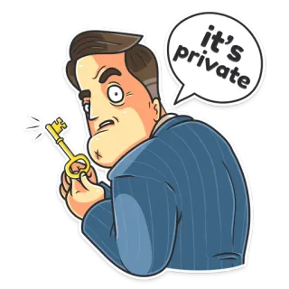 😳 it's private hombre, llave, privado, bocadillo, dibujo animado telegram sticker