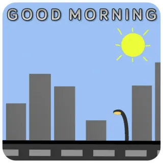 🌇 GOOD MORNING Buenos días, Sol, Ciudad, Edificios, Mañana, Saludo telegram sticker