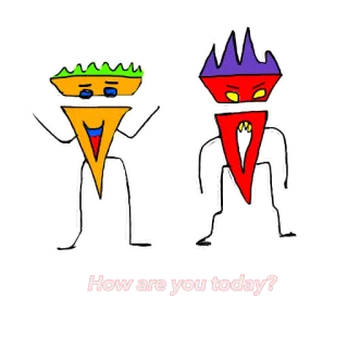 🕴️ How are you today? мультфильм, персонаж, треугольник, вопрос whatsapp sticker