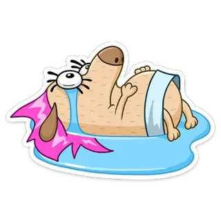 😭 kartun, anjing, hewan, mandi, lucu whatsapp sticker