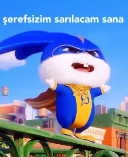 🤗 Snowball The Secret Life of Pets şerefsizim sarılacam sana 토끼, 슈퍼히어로, 만화, 웃긴, 애니메이션 whatsapp sticker