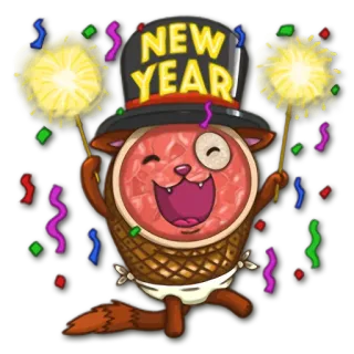 🎆 NEW YEAR 新年, 庆祝, 动物, 彩带, 节日, 派对 telegram sticker