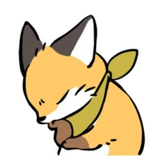 🤔 キツネ, 動物, かわいい, 眠い, 漫画, イラスト whatsapp sticker