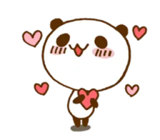 😍 Panda, Amore, Cuore, Carino, Kawaii, Cartone animato telegram sticker