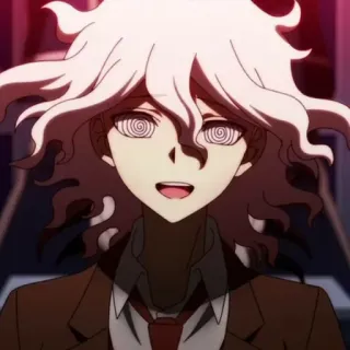 😄 Nagito Komaeda Danganronpa อนิเมะ, ดันกันรอนปะ, นางิโตะ โคมะเอดะ, ตาเป็นเกลียว, มังงะ, ตัวละคร telegram sticker