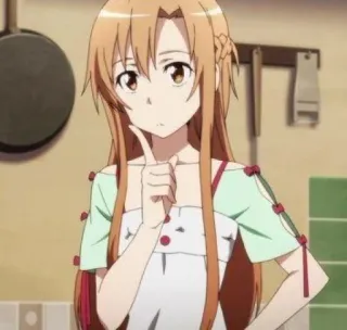☝ Asuna Yuuki Sword Art Online Anime, Postać, Ilustracja, Myślenie, Słodkie, Fantasy telegram sticker