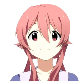 😊 Yuno Gasai Mirai Nikki Anime, Mädchen, pinke Haare, Charakter, Yuno, Gasai whatsapp sticker