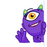 👋 mostro, orbo, cartone animato, viola, carino, adesivo telegram sticker