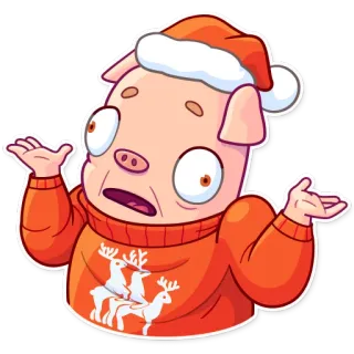 🤷‍♂️ babi, natal, topi Santa, rusa kutub, sweter, ilustrasi, kartun telegram sticker