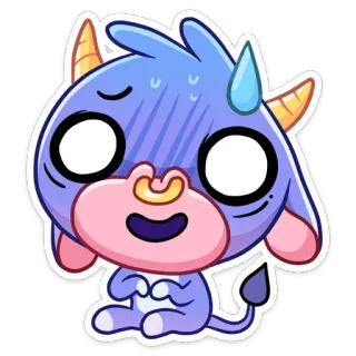 😯 Dibujo animado, Monstruo, Lindo, Morado, Azul, Diablo, Sudando telegram sticker