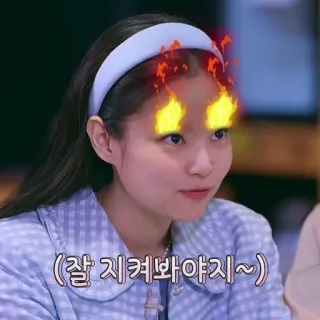 🌷 (잘 지켜봐야지~) Frau, Feuer, Augen, Koreanisch whatsapp sticker
