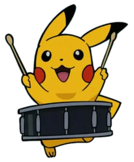 🥁 Pikachu Pokemon ปิกาจู, โปเกมอน, กลอง, มือกลอง, เพลง telegram sticker