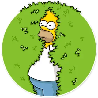 😳 Homer Simpson The Simpsons Homer Simpson, dessin animé, Les Simpson, buisson, caché, autocollant telegram sticker