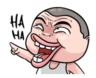 😆 HA HA risa, dibujo animado, meme, feliz, gracioso, emocionado, emoción whatsapp sticker