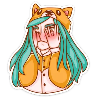 😡 sticker, femme, corgi, chien, mignon, endormi, cosplay, animal telegram sticker