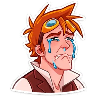 😔 плач, грустный, эмоциональный, слезы, мужчина, мультик telegram sticker