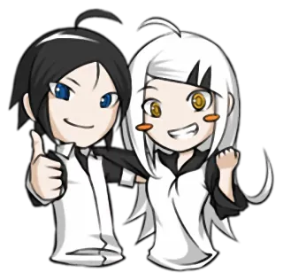 👍 Anime, Personagens, Desenho animado, Feliz, Sorriso, Amizade telegram sticker