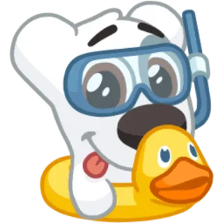 😜 bear, duck, swim, cute, pool telegram sticker