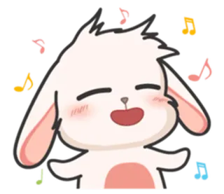 ⚪️ coniglio, note musicali, cantare, cartone animato, carino telegram sticker