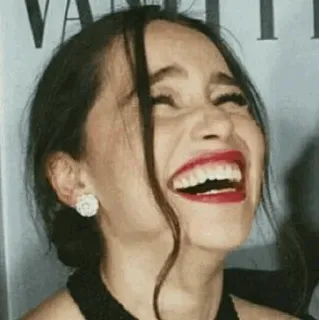 😂 mujer, riendo, retrato, labios rojos, feliz, sonrisa whatsapp sticker