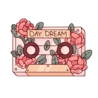 🌺 DAY DREAM Casete, Flores, Ensoñación, Retro, Estético, Rosa, Floral telegram sticker