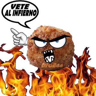 👺 Vete al infierno meatball, cartoon, food, anger, fire, hell, go to hell telegram sticker