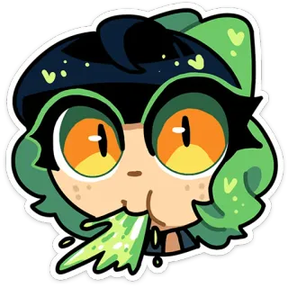 ⭐ Cartoon, Animé, Sticker, Vert, Mignon, Illustration, Kawaii telegram sticker
