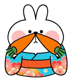 🐯 coniglio, carota, kimono, carino, cartone animato, animale telegram sticker