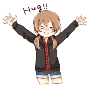 👩 Hugs! Umarmungen, niedlich, Cartoon, freundlich, Anime telegram sticker