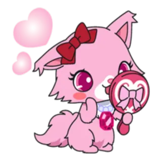 💅 kawaii, süß, rosa, Katze, Cartoon, Herzen, Lollipop whatsapp sticker