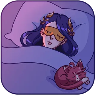 😴 수면, 고양이, 수면안대, 꿈, 밤, 침대 telegram sticker