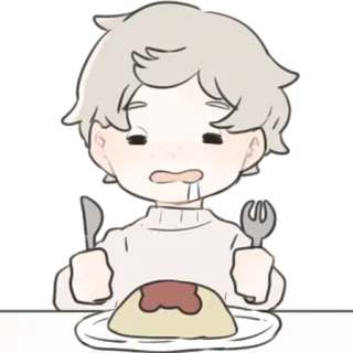 a boy, who like stuffed animals • @punipuni_stickers telegram stickers