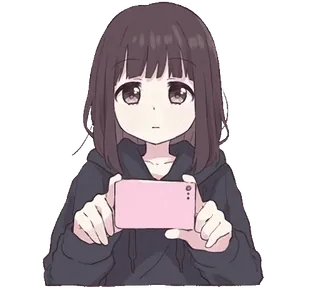 📸 anime, mädchen, handy, süß, brünett, anime mädchen whatsapp sticker