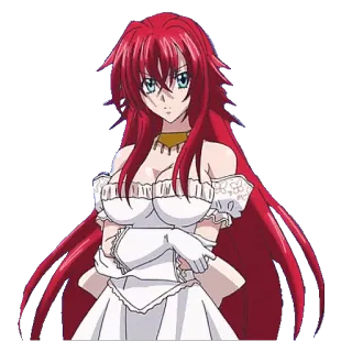 😐 Rias Gremory High School DxD Anime, cabelo ruivo, fantasia, demônio, garota telegram sticker