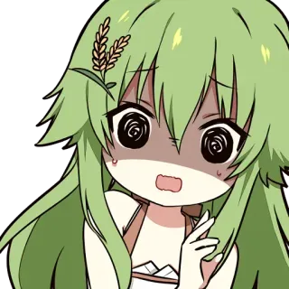 😨 anime, manga, cute, shocked, green hair, worried telegram sticker