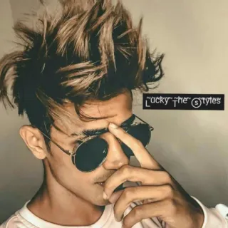 😎 Lucky the styles chico, gafas de sol, peinado, estilo, suerte, adolescente, retrato whatsapp sticker