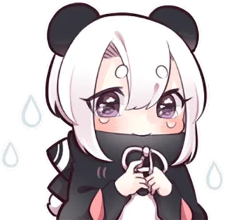 😢 Panda, Anime, Kawaii, Lindo, Arte digital, Sticker telegram sticker