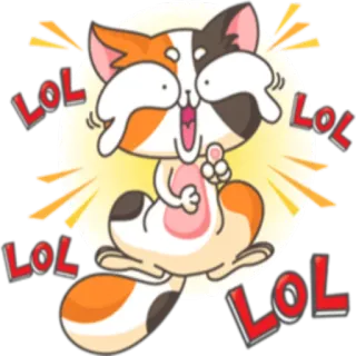 🤣 LOL 猫, 笑, 搞笑, 卡通, 表情包, 贴纸 whatsapp sticker