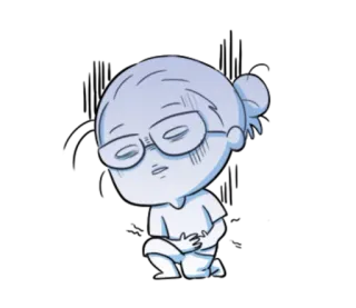 😞 卡通, 角色, 眼镜, 伤心, 生病, 难过, 人, 担心 telegram sticker
