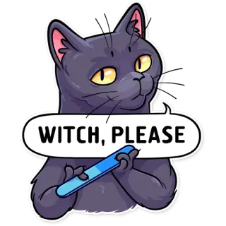 🙄 WITCH, PLEASE kucing, penyihir, meme, humor, binatang telegram sticker