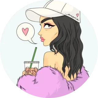 🥤 ariana donna, ragazza, adesivo, cartone animato, bevanda, moda telegram sticker