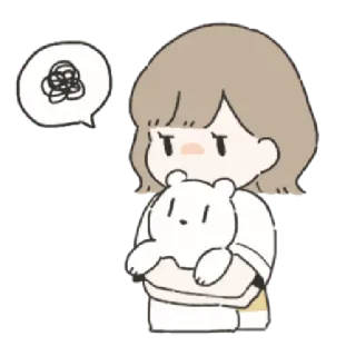 🌟 fille, ours, triste, contrarié, dessin animé, mignon telegram sticker