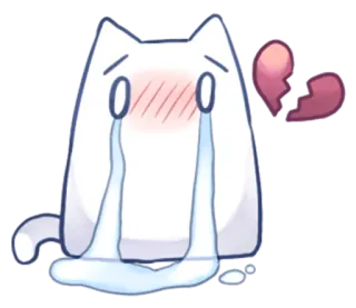 😭 gato, llorando, corazón roto, triste, kawaii, emoji, pegatina whatsapp sticker