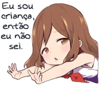 😔 Eu sou criança, então eu não sei. Anime, Kind, Mädchen, Süß, Cartoon, Illustration telegram sticker
