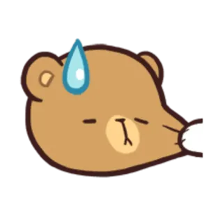 😥 bear, cartoon, sweat, nervous, anxious, cute telegram sticker