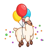 🥳 lama, ballons, fête, célébration, confettis, mignon, animal whatsapp sticker