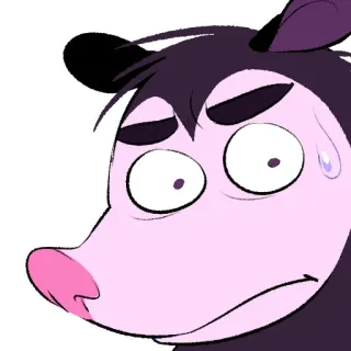 😥 opossum, cartoon, sweating, nervous, anxious, mammal whatsapp sticker
