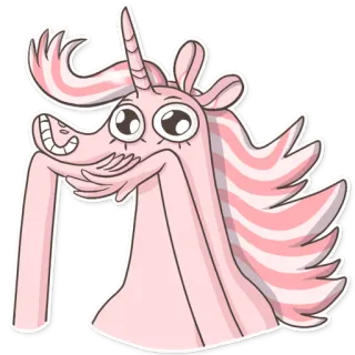 😁 unicorn, kartun, lucu, merah muda, hewan, fantasi, stiker whatsapp sticker