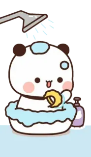 🐻 Cartone animato, Carino, Bagno, Doccia, Panda, Bagno schiuma telegram sticker