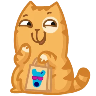 🙃 chat, animal, dessin animé, shopping, sac, mignon telegram sticker